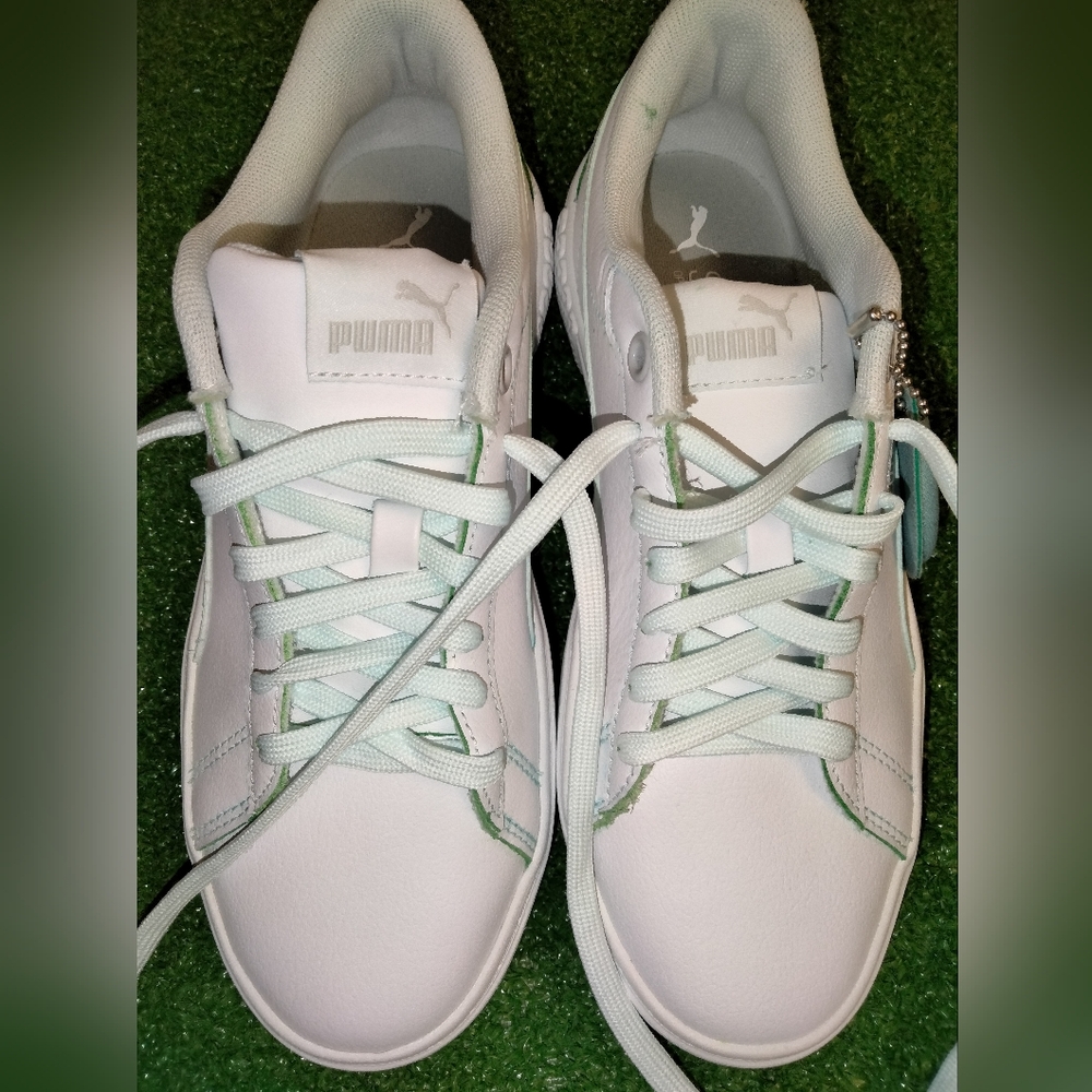 PUMA Women's White, Green, & Light Blue Sneakers